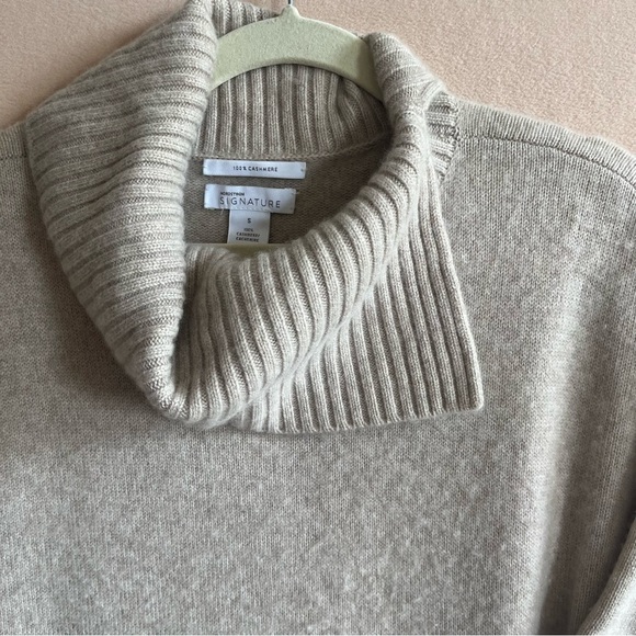 Nordstrom Signature 100% Cashmere Pullover Cowl Neck Oversized Beige Size S - Picture 6 of 14